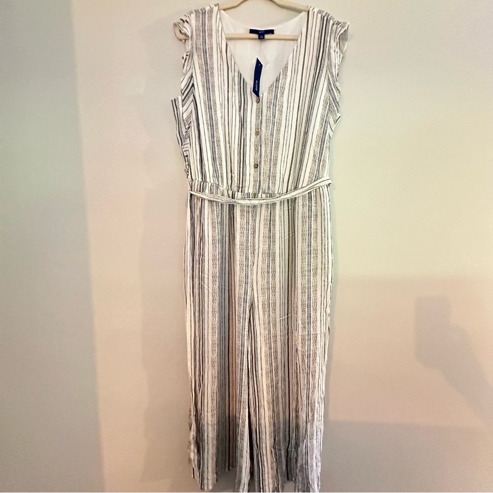 NWT APT. 9 Blue and White Striped Jumpsuit